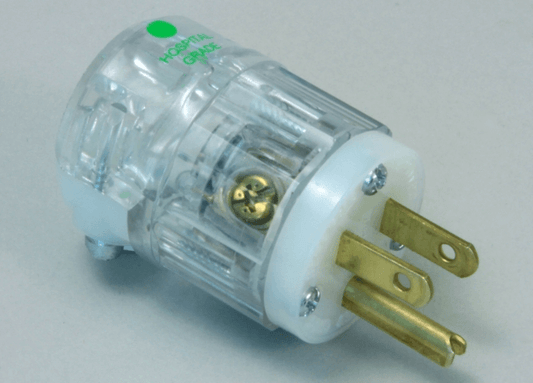 SVPW 3969704 Power Cord Plug, Premium Hospital Grade, Clear, "Green Dot", Lit*, Brass Blades, Grounded Terminals, ( *Glows When Current Is Present)