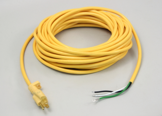 SVPW 3971985 Power Cord, 16/3 Yellow, Smooth Jacket, 50', Molded Plug, Brass Plug Blades